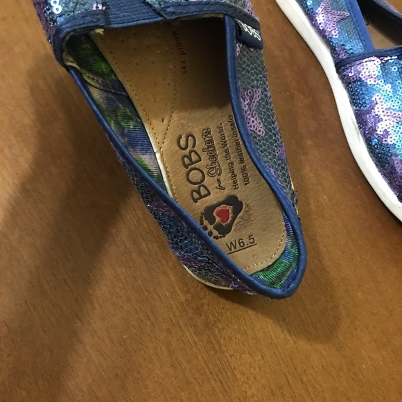 Womens Size 6.5 Blue and Purple Sequin Star Slip On Bobs - Picture 9 of 9
